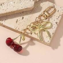 1pc Women's New Cherry Bow Metal Keychain Fashionable Bow Accessory Minimalist Ins Style Bag Charm Back To School Gift Y2K - Multicolor - View 3