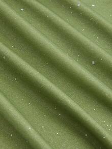 Robe mini à col carré, unie et pailletée, avec nœud