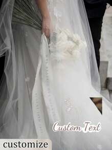 Personalized Wedding Bouquet Ribbon - Custom Name & Date Floral Tapestry For Bridal Showers, Birthdays, Graduations - Durable Polyester Event Decor With Elegant Design, Wedding Gifts For Guests, Celebration Accessory, Sophisticated Style, Highquality Craftsmanship