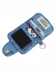 1pc Mini Cute Pattern Coin Purse, Minimalist Hanging Bag, Shoulder Bag, Lightweight Multifunctional Storage Bag, Portable Zipper Storage Pouch - Blue - View 3