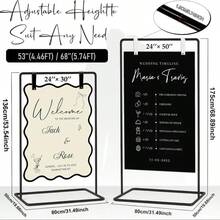 Vincidern 1PC Black Heavy-Duty Adjustable Wedding Poster Stand Sturdy Metal Easel , 69" Wedding Sign Holder,Metal Poster Stand For Seating Charts,Event Decor,Bridal Shower,Valentine's Day Event Party Supplies - 黑 - 查看 2