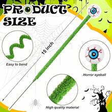 6 Pcs 15 Inch Halloween Eyeballs Sandworm Decoration Halloween Artificial Floral Picks Realistic Scary Branch Picks Home Party Eyeball Trick Or Treat Supplies(Black And White) - Green - View 8