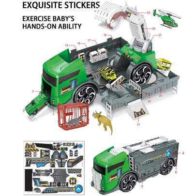 随机款式 1 套儿童玩具车 - 工程车、消防车、城市车、塑料玩具车、挖掘机、惯性车、可拼装多功能运输车辆、酷炫逼真的汽车模型、男孩和女孩的玩具车套装、圣诞节、万圣节、生日礼物、返校