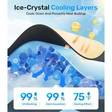 Zanch 2025 Upgraded Car Windshield Sun Shade [Cool Down By 75℉ ] With Heat Insulation Coating, Foldable Sunshade Umbrella Flexible Handle & Ribs, Medium (57''x32'') For Car, SUV, Truck, Van - 預設 - 查看 5