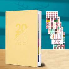 2026 English Schedule Book - Artificial Leather Hardcover Edition, Monthly And Sunday Layout, New Calendar Log: Self Discipline Check In, Time Management, Suitable For Office Use, Modern Cover Design