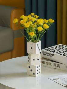 1个手工骰子花瓶 - 独特装饰，适合插干花、玫瑰、芦苇 - 精美设计，适合任何现代空间 - 礼品，令人愉悦，适合作为圣诞礼物、圣诞装饰品、家居装饰品、卧室装饰玻璃花瓶 - 彩色 - 查看 3