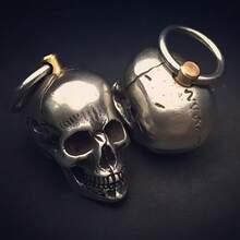 Shark Rocket Bomb Keychain With Skull Details, Alloy Metal Hardware Pendant, Car Key Chain Pack Of Accessories, Unique Halloween Decoration - 骨架 - 查看 4