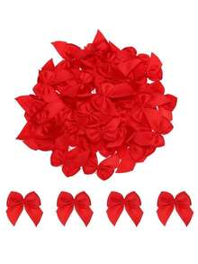 100Pcs Mini Ribbon Bow 1" Mini Fabric Satin Ribbon Flower Bows For Craft DIY Sewing Wedding Birthday Party - Multicolor - View 9