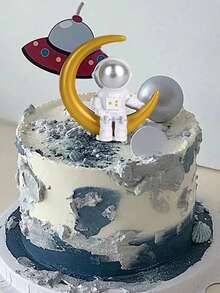 1pc Cute Creative Astronaut Cake Topper Decoration,Christmas - Gold - View 7