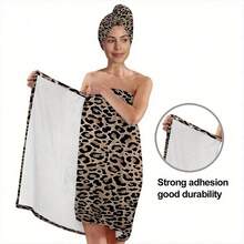 2 件柔软豹纹浴巾 - 速干毛巾，可机洗，现代风格，黑白猫咪和粉色心形图案，非常适合家庭浴室装饰，浴巾 | 超柔软面料，万圣节礼物，节日礼物，浴巾，送给自己、朋友和家人的礼物 - 彩色 - 查看 4