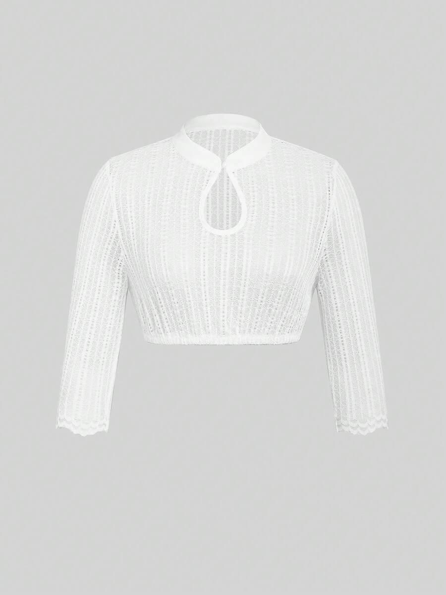 ii Women Oktoberfest Dirndl Blouse Bavarian Traditional Short Sleeve Stand Collar Dirndl Shirts, Halloween - White - View 1