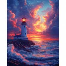 1pc Modern Paint By Numbers Lighthouse Paintings On Number Acrylic Handpainted Wall Decor Diy Gift 40x50cm/16x20inch Without Frame - Multicolor - View 8