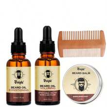 Goiple 胡须油 - 软化并丰盈胡须；胡须护理油 - 滋养肌肤，防止刺激；保湿胡须护理精华；滋养胡须油，调理并强健胡须；促进胡须健康生长；胡须膏，保持胡须和髭须的最佳状态；男士理容套装，包含胡须油、胡须膏、胡须填充笔、胡须洗发水和胡须刷。