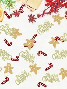 100pcs Christmas Confetti,Merry Christmas Gingerbread Man Crutch Desktop Decoration,Christmas Theme Table Party Decoration,Christmas Decoration.