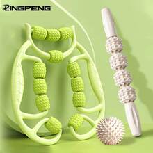 1 件滚轮按摩器、腿部揉捏和放松设备，带 PP 滚轮、瑜伽滚轮，用于大腿肌肉放松健身器材健身房配件、运动、健身房、家庭锻炼、按摩器、按摩瑜伽训练设备 U 型普拉提肌肉放松滚轮