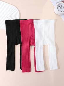 3雙女嬰垂直條紋四季款9/10長度褲襪,適合學生搭配校服 - 彩色 - 查看 8