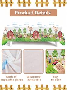 1 pièce Nappe de ferme, nappe à motif d'animaux de ferme rustique rouge, décoration de table de salle à manger pour fête d'anniversaire, nappe à thème de ferme pour décoration de fête, décoration de baby shower, décoration de révélation de , nappe jetable à thème de ferme, décoration de table pour rassemblement familial, décoration de ferme, housse de meuble, décoration de cuisine et salle à manger, décoration de chambre, décoration de maison, décoration d'animaux de ferme, cadeau d'anniversaire, décoration d'anniversaire, faveur de fête - animaux de la ferme - Voir 8