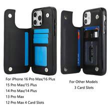 奢华时尚双扣迷你香水钱包，带卡槽、相框、支架、RFID屏蔽功能，磁吸翻盖PU皮革手机壳，适用于三星Galaxy手机，商务防震防摔 - 黑色 - 查看 10