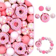25/34pcs Donut & Cake Silicone Bead Set, Suitable For Jewelry Decoration Accessories, Earrings, Necklaces, Bag Chains, Phone Charms, Makeup Brushes, Keychains DIY Kit, Perfect For Holidays And Birthdays - Donut Cake Mix - View 14
