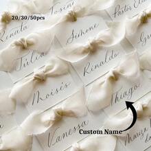 20/30/50pcs Personalized Table Cards With Ribbons Wedding Decor Placeholder Cards Party Favor Bridesmaid Cards Place Names - Multicolor - View 2