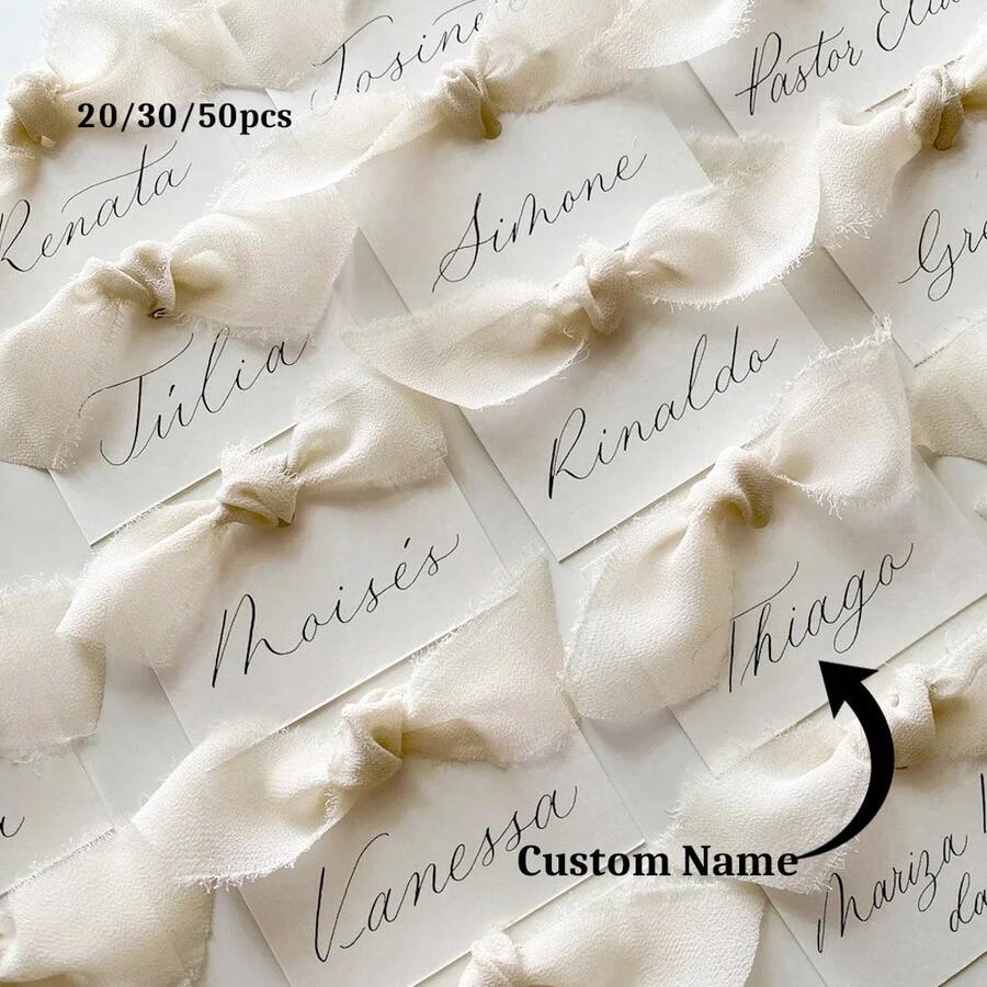 20/30/50pcs Personalized Table Cards With Ribbons Wedding Decor Placeholder Cards Party Favor Bridesmaid Cards Place Names