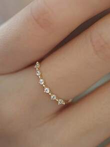 BALMORA 1 件时尚简约高端 S925 纯银精美锆石戒指女士女友礼物 - 金色 - 查看 6