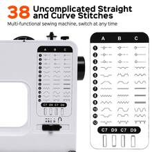 Senmeo Upgraded Professional Portable Electric Sewing Machine, 38 Stitches Multi-Functional Tabletop Automatic Sewing Machine, Overlocked Edge, With LED Lights, Foot Pedal Home Sewing Machine, Self-Extension Table Sewing Machine, Suitable For Parents, Beginners, Hobbyists, Lightweight And Easy To Use, Ideal For Repair, DIY And Crafts. - View 7