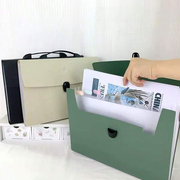 1PC Works Storage Book, Organ Bag, Student A4 Multi-Layer File Bag, Clip On Zipper Folder, Large Capacity Storage Bag