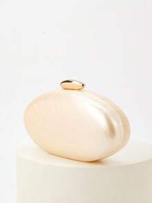 2025 Spring Fashion Wedding Clutch, European And American Style Acrylic Glossy Evening Handbag, Egg-Shaped Shoulder Bag With Personalized, Crossbody, Perfectly Matching With Prom Accessories - White - View 4