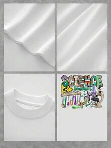 Camiseta gráfica de profesora de ciencias para mujer, camiseta estampada novedosa con diseño elegante, tela de algodón suave, top informal de manga corta, ajuste moderno y cómodo, camiseta moderna para uso diario. - Blanco - Ver 4
