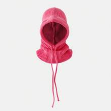 1pc Women's Drawstring Balaclava Solid Color Knit Hat, Neck Warmer Wool Detachable Hoodie, Casual Streetwear - Dharma Hat - View 14