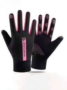 1 par de luvas térmicas de inverno com forro - Luvas de ciclismo femininas à prova de vento, resistentes ao frio e antiderrapantes, ideais para atividades ao ar livre - Isoladas, impermeáveis e compatíveis com smartphones com tela sensível ao toque.