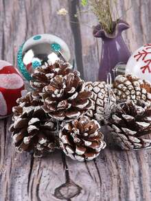9/6 件/包圣诞树装饰松果吊坠，DIY 松树氛围悬挂装饰，白色，圣诞节，天然圣诞松果，圣诞树装饰，新年装饰，情人节礼物，返校季，拍照道具，圣诞节限时退货，生日礼物