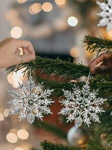 12pcs Acrylic Simulated Faceted Ice Bar Pendants With Icicles And Cone Decorations, Clear Acrylic Icicle Christmas Tree Ornaments - Artificial Icicle Decorations For Holiday Parties, Winter Home Decor, And Holiday Celebrations, Christmas Tree Decorations | Sparkling Christmas Decorations | Clear Acrylic Ornaments - Multicolor - View 7