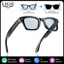 LIGE's New AI Photography And Video Camera Fashion Smart Glasses, Photo Recognition And Answer, Photo Shooting, Video Recording, AI Dialogue And Intelligent Interaction, Bluetooth Calls, Local Music, Music Playback, IP65 Dustproof And Waterproof, Lightweight, Compact And Multi-Functional Business Smart Glasses For Men And Women - Black - View 16