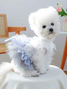 1 件宠物服装，狗/猫服装，时尚快乐的小型犬服装，休闲可爱，浪漫婚纱系列公主薄纱连衣裙 - 彩色 - 查看 3