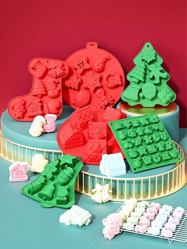 Christmas Chocolate Molds, Christmas Tree, Santa Claus, Snowman Shaped Molds, DIY Chocolate Fondant Molds, DIY Winter Theme Gifts, Snowman, Santa Claus, Snowflake Patterned Chocolate Molds, Christmas Baking Supplies, Suitable For Kitchen Baking, Chocolate Molds, Ice Cube Molds Christmas Christmas Decorations Christmas Pajamas Christmas Gifts Christmas Decor