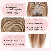 Toupee Hairpieces For Women, 10 Inch Hairpieces For Women, Human Hair With Thinning Hair, Dark Brown, No Bangs - P4-27 - 查看 5