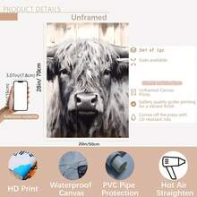 3 件套高地牛帆布墙面艺术印刷品，可选画框农舍风格动物海报，装饰艺术乡村客厅卧室办公室装饰，室内帆布海报，动物主题水墨艺术品，理想的礼物，带画框的墙面艺术 - 彩色 - 查看 14