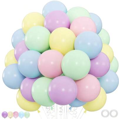 Bộ 100/50 quả bóng bay Macaron màu hồng cao cấp - Bóng bay cao su nhiều màu 10 inch kèm ruy băng, thích hợp cho tiệc mừng em bé, đám cưới, tiệc mùa xuân, phong cách Boho và Rock.
