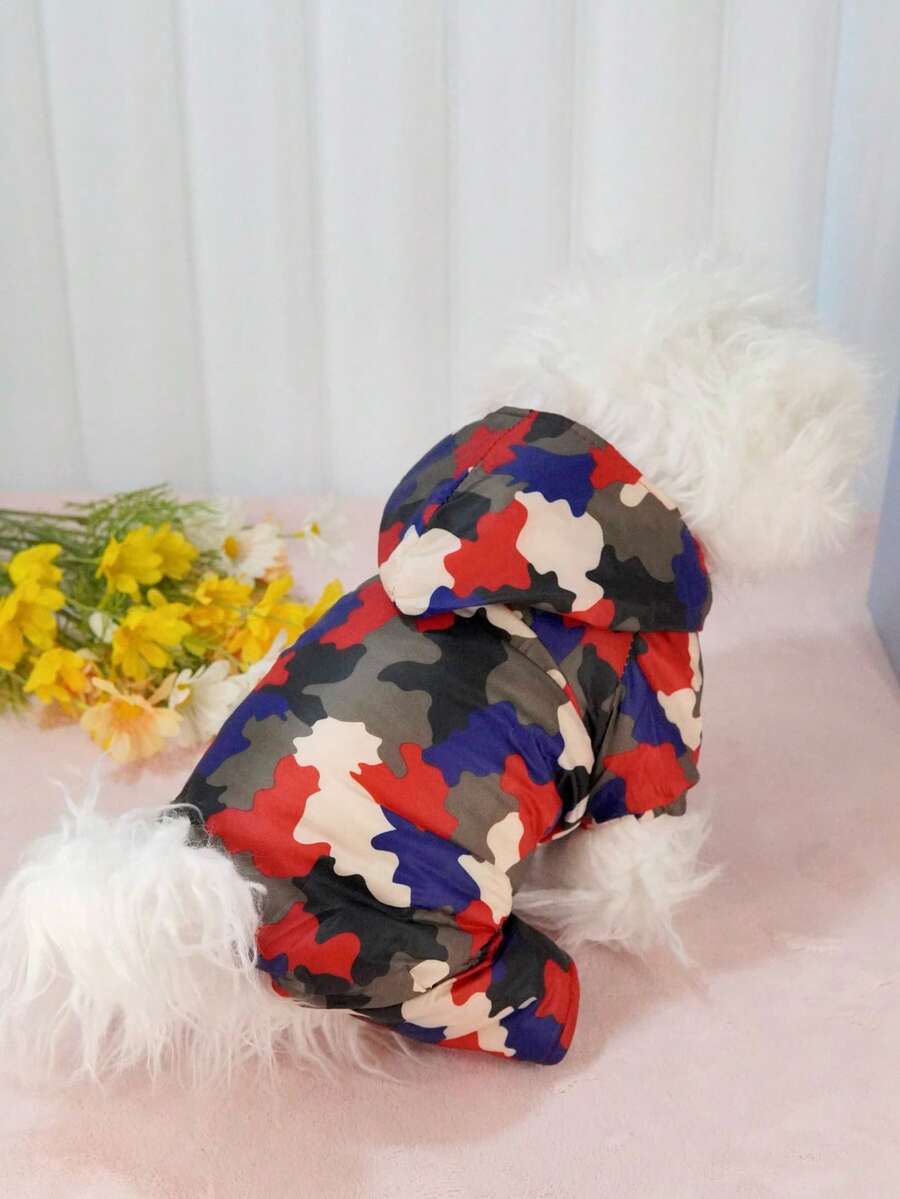 Pet Camouflage Down Jacket Warm Coat, Winter Outdoor Apparel For Cats & Dogs