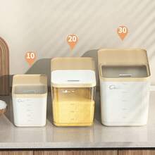 10LB/20LB/30LB Airtight Food Storage Container, Moisture & Pest Proof, Easy Press Dispenser, With Measuring Cup, Ideal For Rice, Grains, Sugar, Flour And Pet Food Storage, Great For Kitchen, Home And Commercial Use