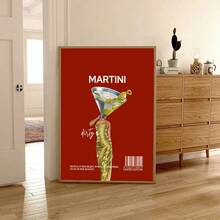 1 幅 Dirty Martini 墙壁艺术画时尚杂志鸡尾酒帆布印刷画马提尼美学海报华丽装饰适用于厨房、客厅或酒吧房间装饰礼物送给她，无框或有框