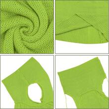 Women Knitted Hoodie Sweater Vest Sleeveless Hollow Out Hooded Crop Top Streetwear Rave Oufit - 霓虹綠 - 查看 6