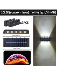 10LED/8LED Solar Wall Lights, 1/2/6pcs Multi-Pack Options, Up & Down LED Lamp Design Suitable For Decorating House Exterior Walls, Fences, Corridors, Decks, Stairs, Gardens, Front/Backyard - Black - View 12