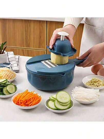 12-in-1 multifunctionele hakselaar en rasp, handmatige groentesnijder voor wortel, aardappel en radijs. Multifunctioneel handbediend hak- en raspgereedschap voor keuken en eetkamer, eenvoudig raspen en snijden, geschikt voor Halloween, herfst, verjaardag, Kerstmis, bruidsmeisjescadeau, feestdecoratie, kamerdecoratie, cadeau voor een eenpersoonsfeest.
