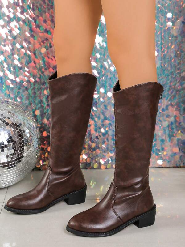 Stivali alti da donna taglia comoda, polpaccio largo, gambale alto, suola spessa, stivali da equitazione, moda autunno/inverno 2024