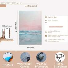 1 bức tranh in canvas sóng biển bình minh không khung - Nghệ thuật treo tường hiện đại về bãi biển cho phòng khách, phòng ngủ hoặc trang trí văn phòng - Áp phích vải lanh dọc với bảng màu phấn nhẹ nhàng, tác phẩm nghệ thuật treo trong nhà nhẹ và đa năng, trang trí theo chủ đề bãi biển - Nhiều màu - Xem 13
