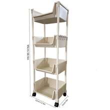 Mobile 4-Tier Spa Storage Cart With Wheels – Non-Electric Rolling Shelving Unit, Ideal For Living Room, Bedroom, Dorm, Salon & Shop, Practical Space Organization - trắng - Xem 2