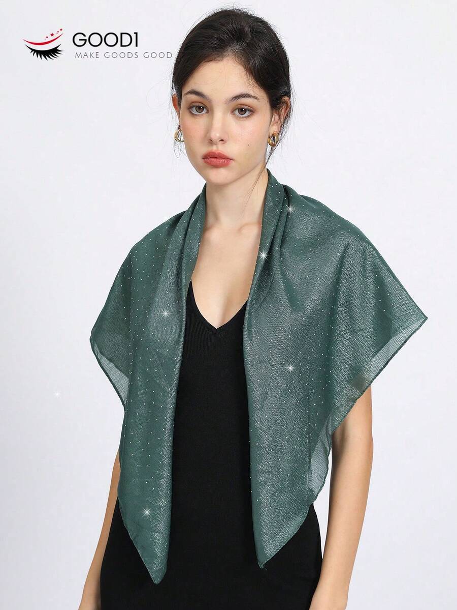 1 件带豹纹边框的褶皱纯色围巾，弹力长方形围巾，百搭百搭风格披肩，适合所有季节，印花设计